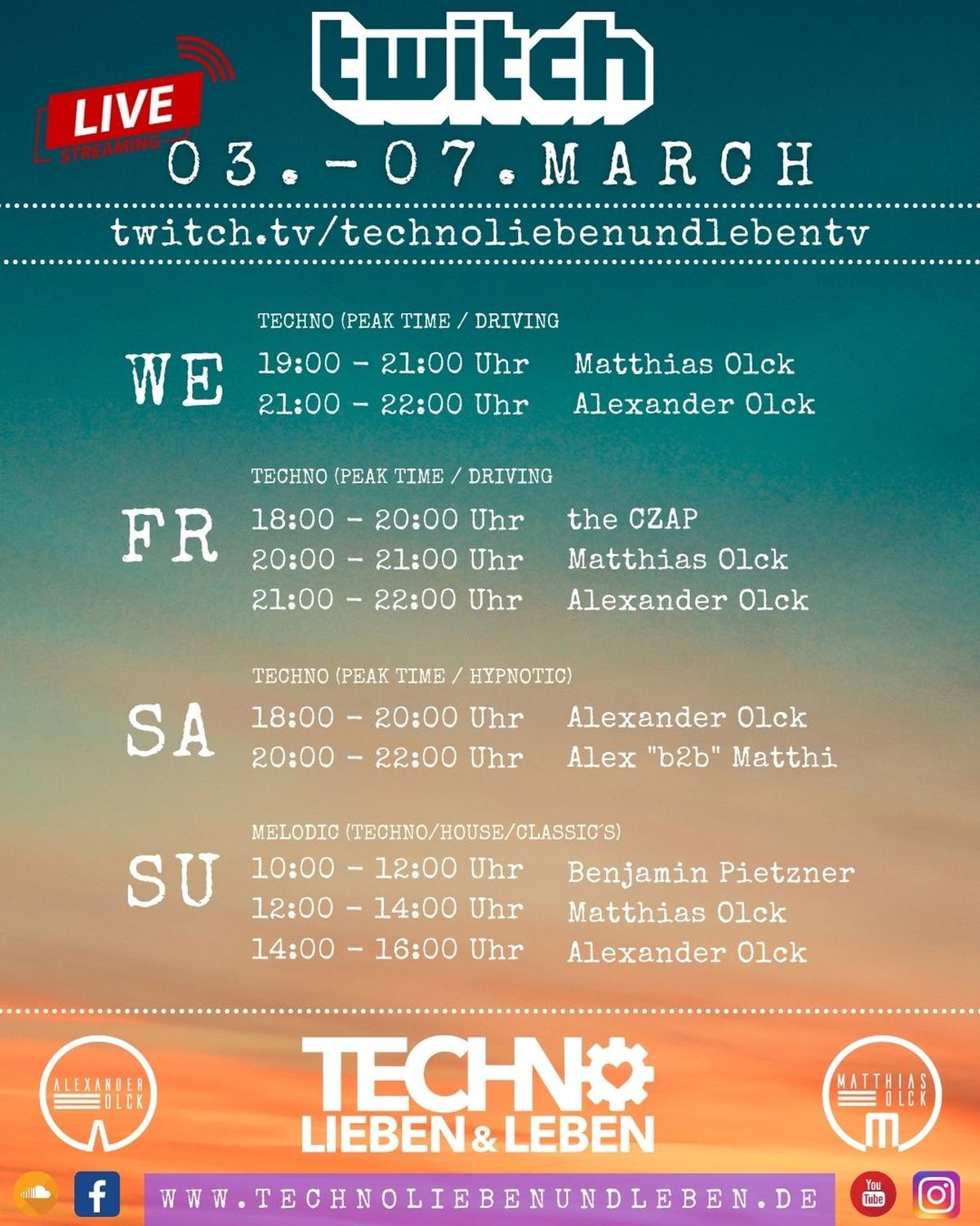 [07.03.2021] Techno Lieben &amp; Leben Livestream @ Twitch