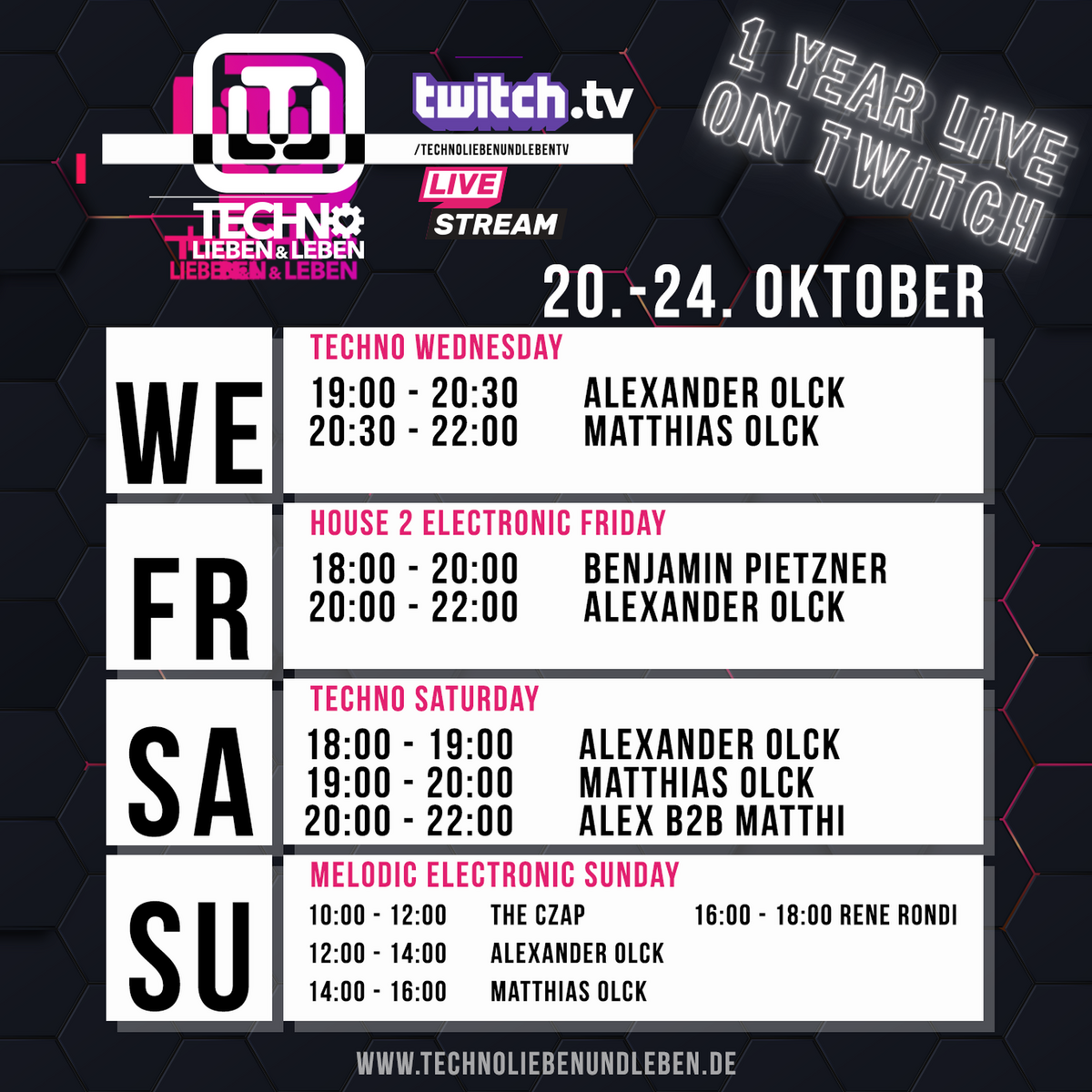 [22.10.2021] 1 Year Techno Lieben &amp; Leben Livestreams @ Twitch